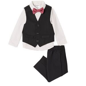NWT Calvin Klein Boys Black 4 Piece Suit‎ Set Wedding Formal Holidays Black Tie